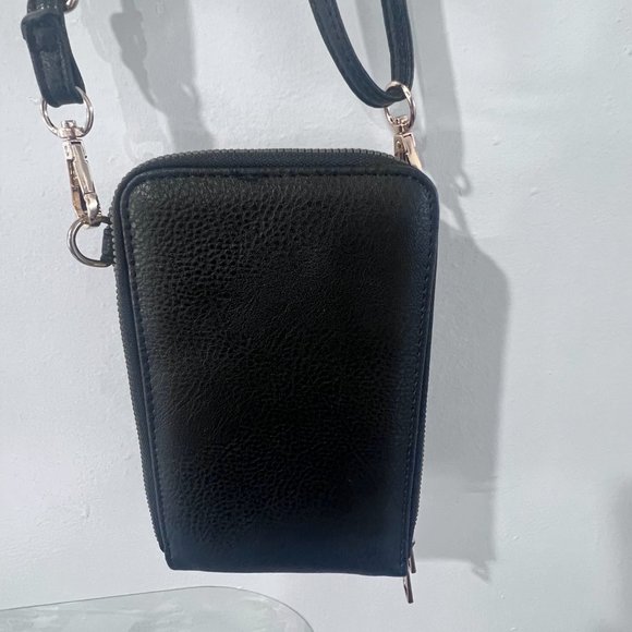 Black Purse with Gold Accents & 3 Compartments for Phone, Wallet, Keys, Cards - Picture 5 of 6